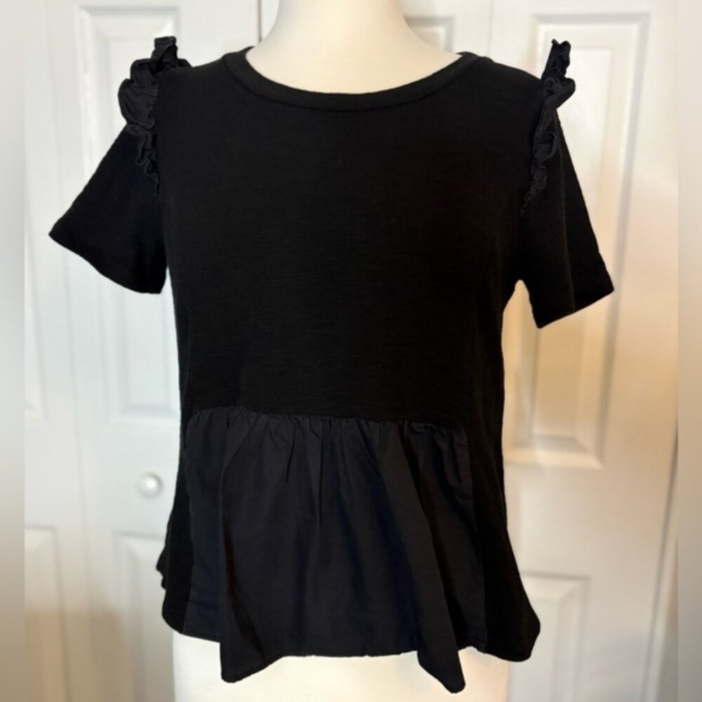 Maeve by Anthropologie Black Ruffle Sleeve Women’s Blouse